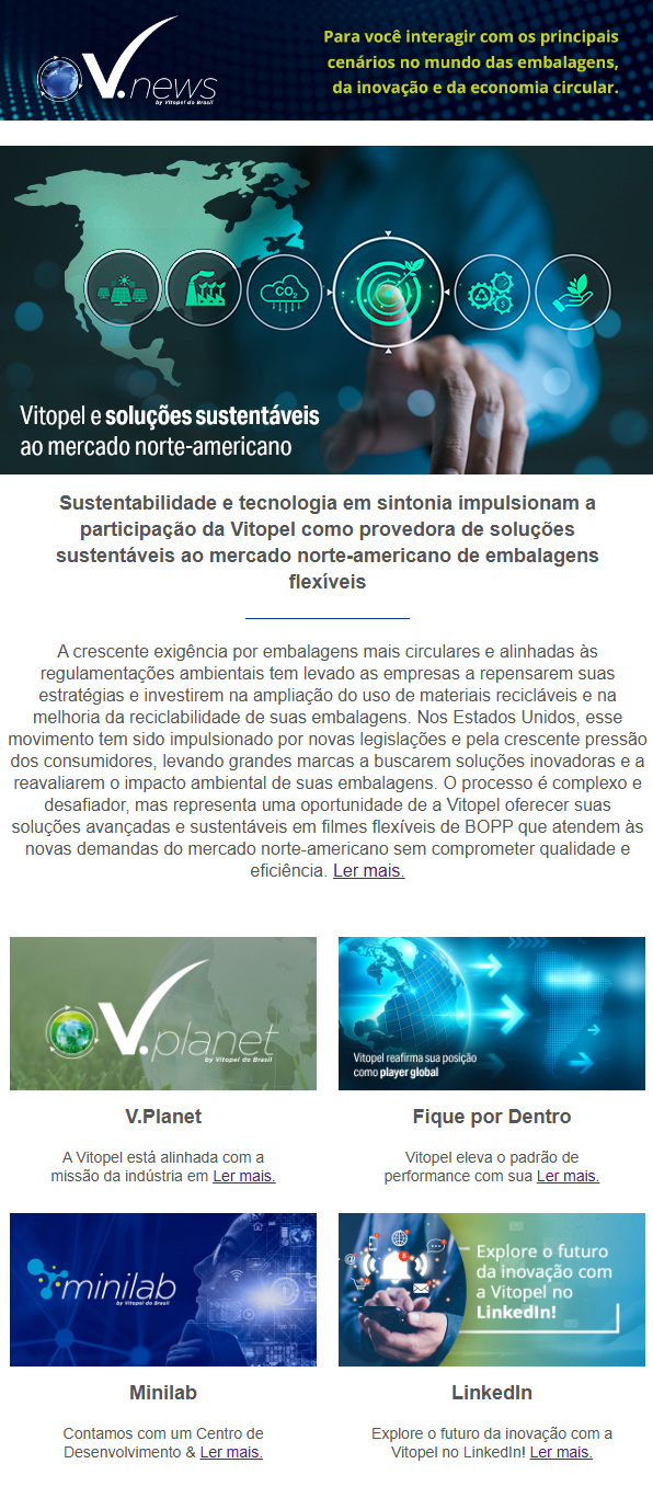 Sustentabilidade e tecnologia em sintonia impulsionam a participação da Vitopel como provedora de soluções sustentáveis ao mercado norte-americano de embalagens flexíveis