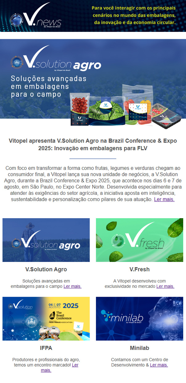 Vitopel apresenta V.Solution Agro na Brazil Conference & Expo 2025: Inovação em embalagens para FLV